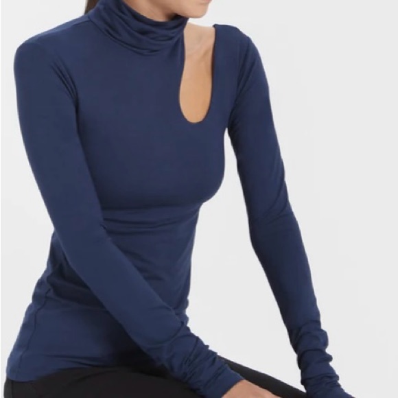 Marcellamoda New York Allegra Navy Cutout Turtle Neck Long Sleeve Jersey - Picture 6 of 8